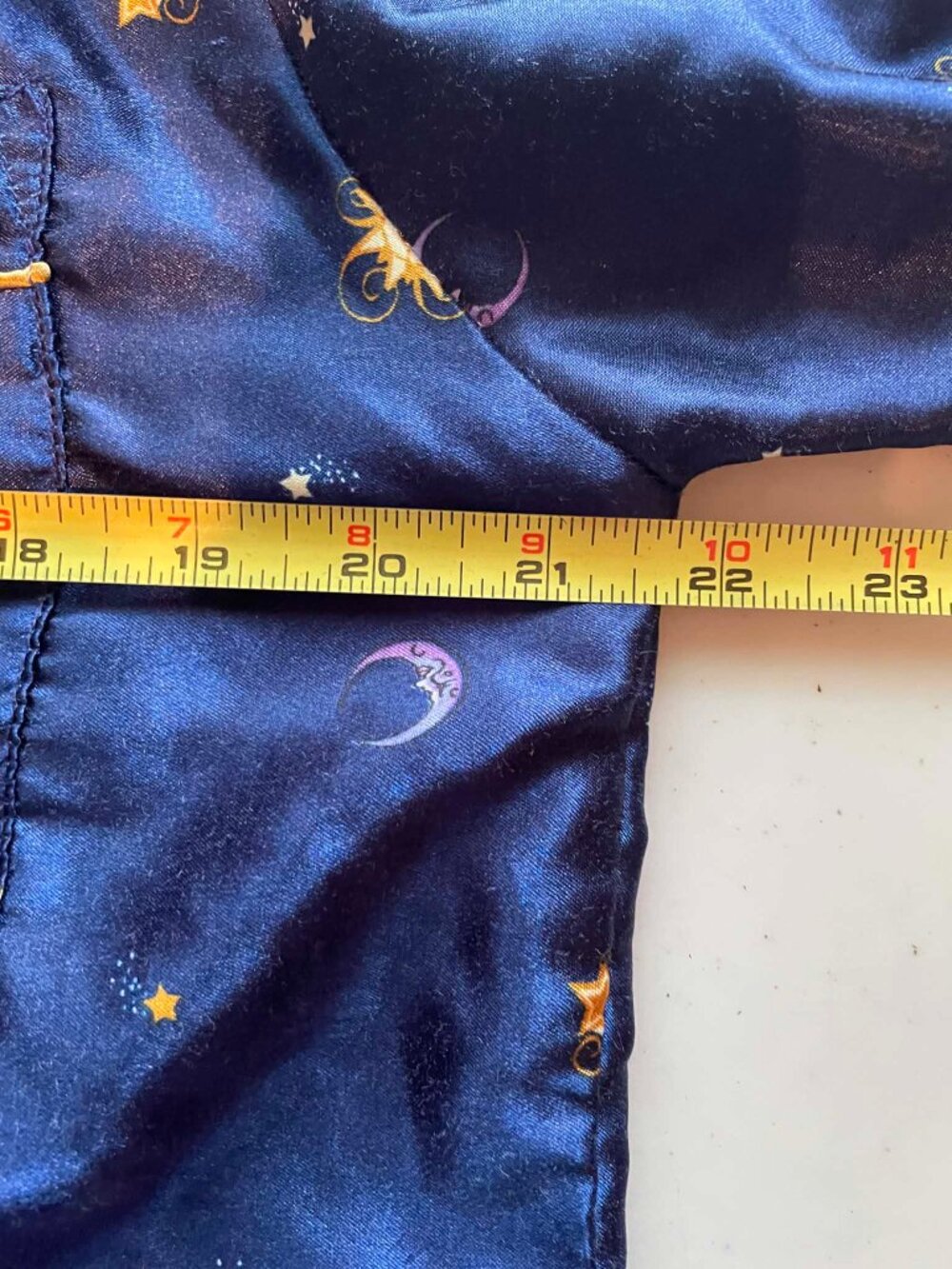 Vintage Celestial Moon Stars Satin Pajama Set Navy Blue gold Witchy W. Size 12 - Picture 9 of 14
